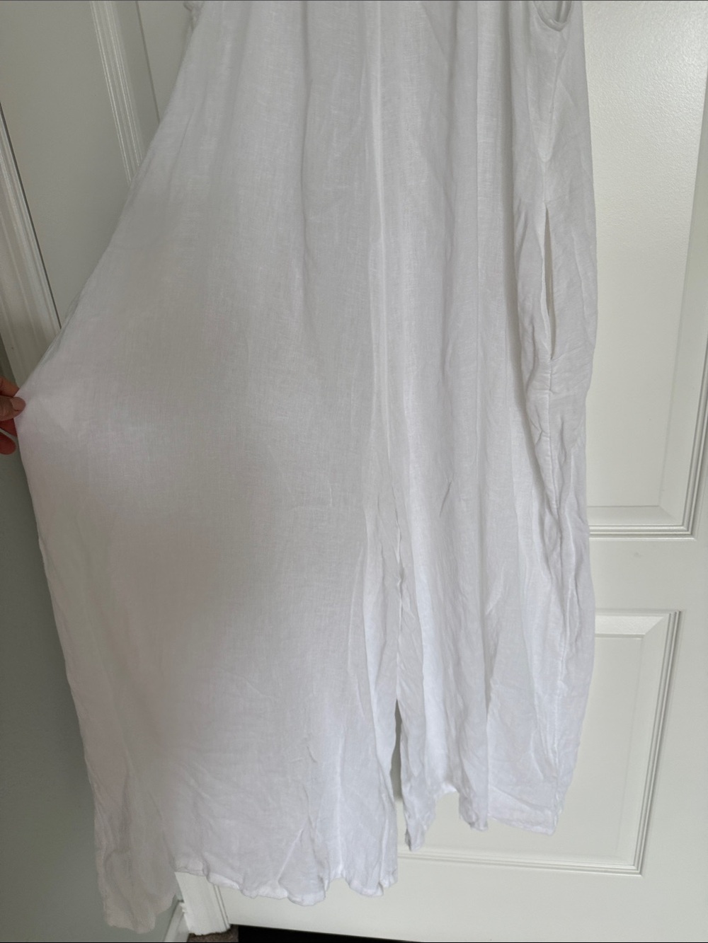 haute hippie style linen blend strappy wide leg jumpsuit Overalls Size XL White - Picture 6 of 13